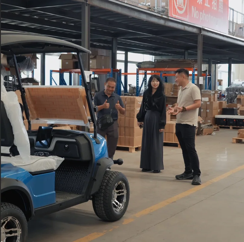 Buyer visiting the electric golf cart assembly workshop