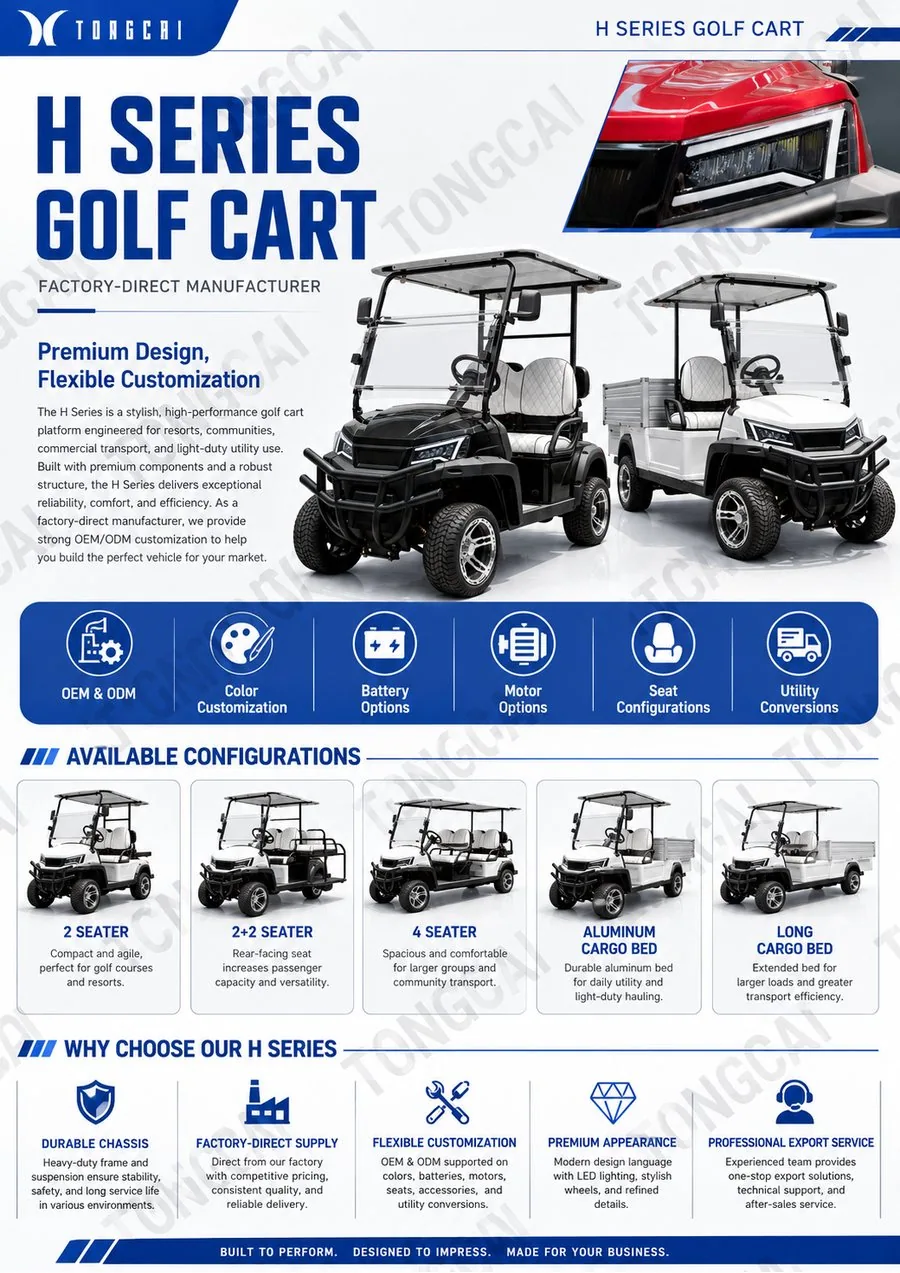 H Model aluminum cargo bed electric utility cart overview