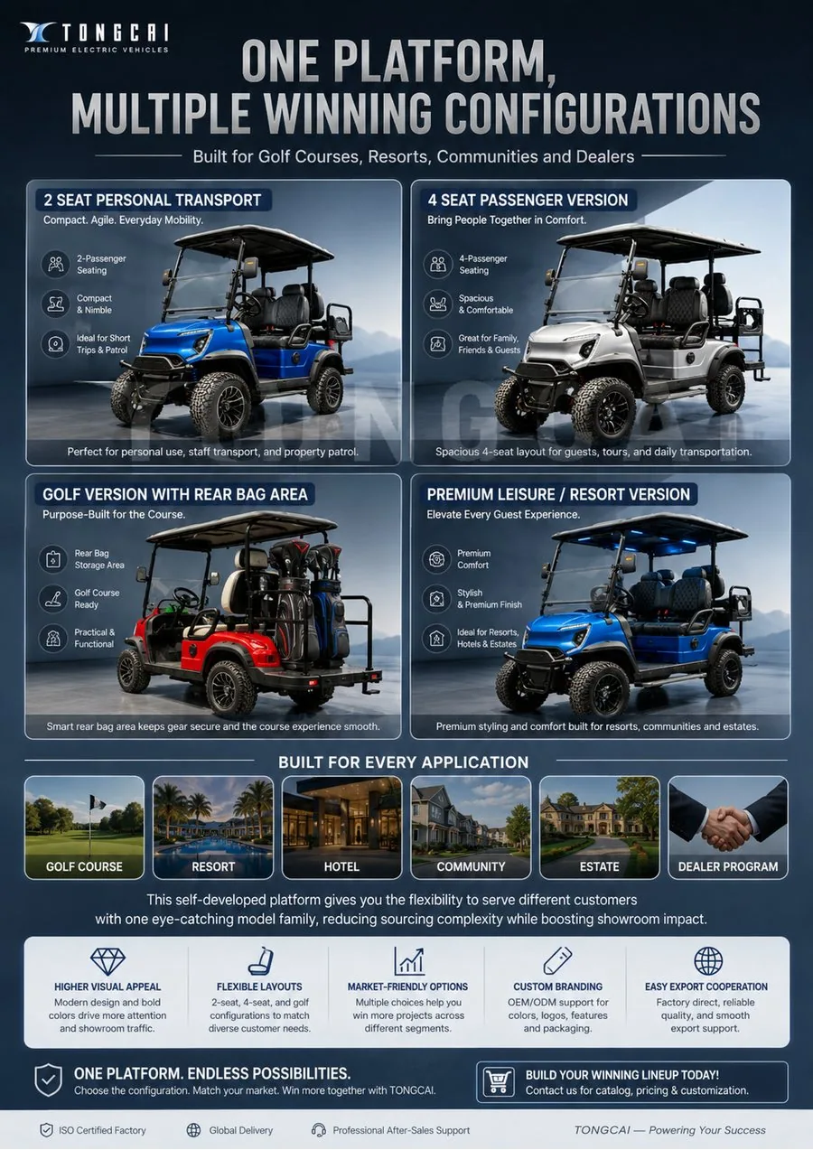 J Model golf cart comfort seats cockpit and customization options